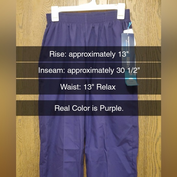 Landau Essentials Creased Front Elastic Waist Pants | NWT | Purple | Sz: M - Picture 11 of 11